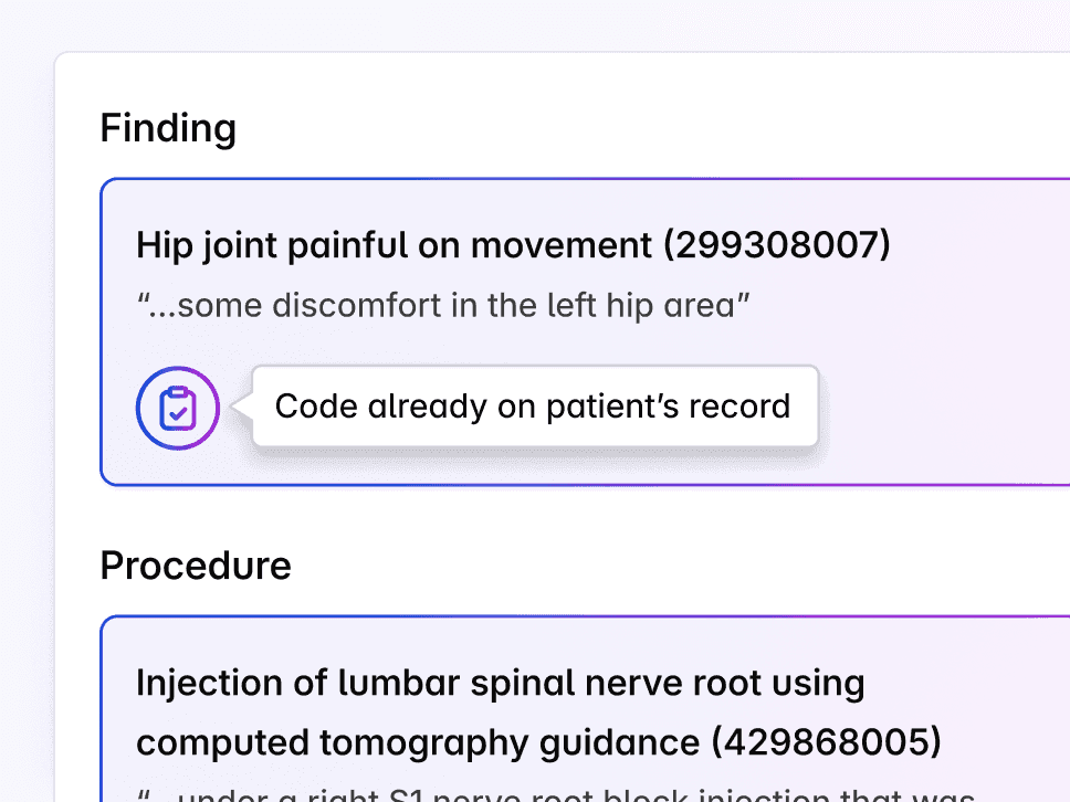 Suggested clinical codes for review